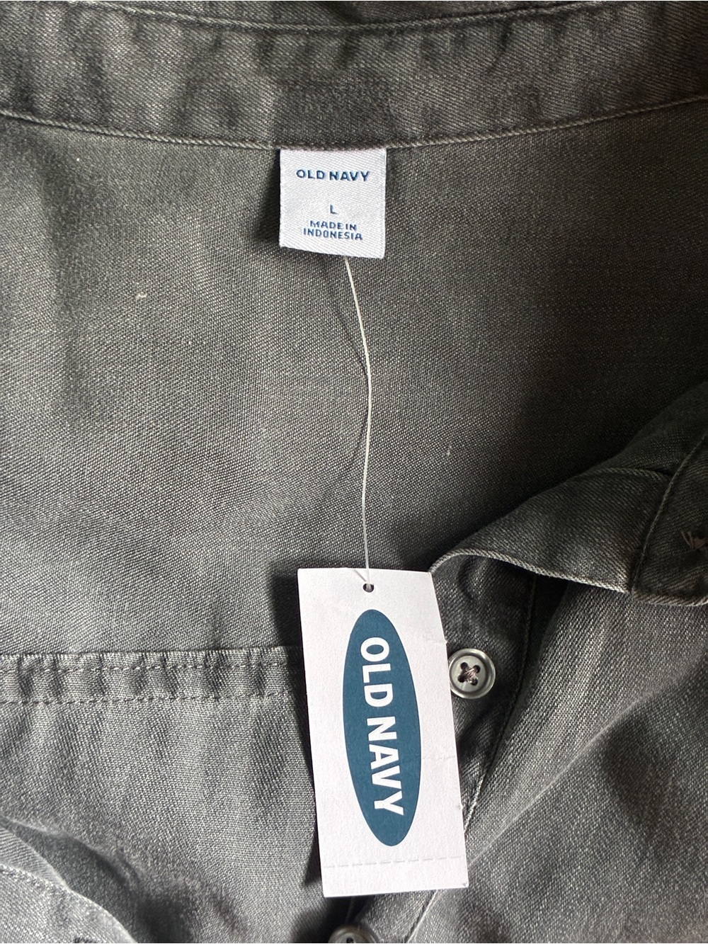 Old Navy Gray Long Sleeve Denim Button Front Shirt Dress Size Large NWT - Picture 4 of 4
